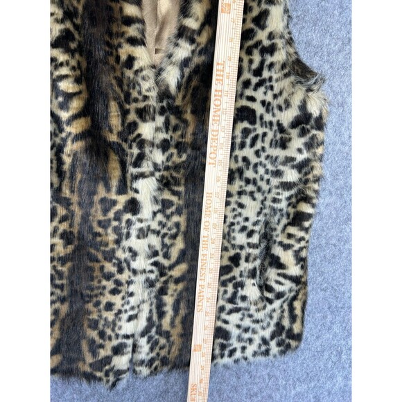 Adrienne Landau Faux Fur Animal Print Vest Sleeveless Collared Mob Wife Sz L - Picture 6 of 9